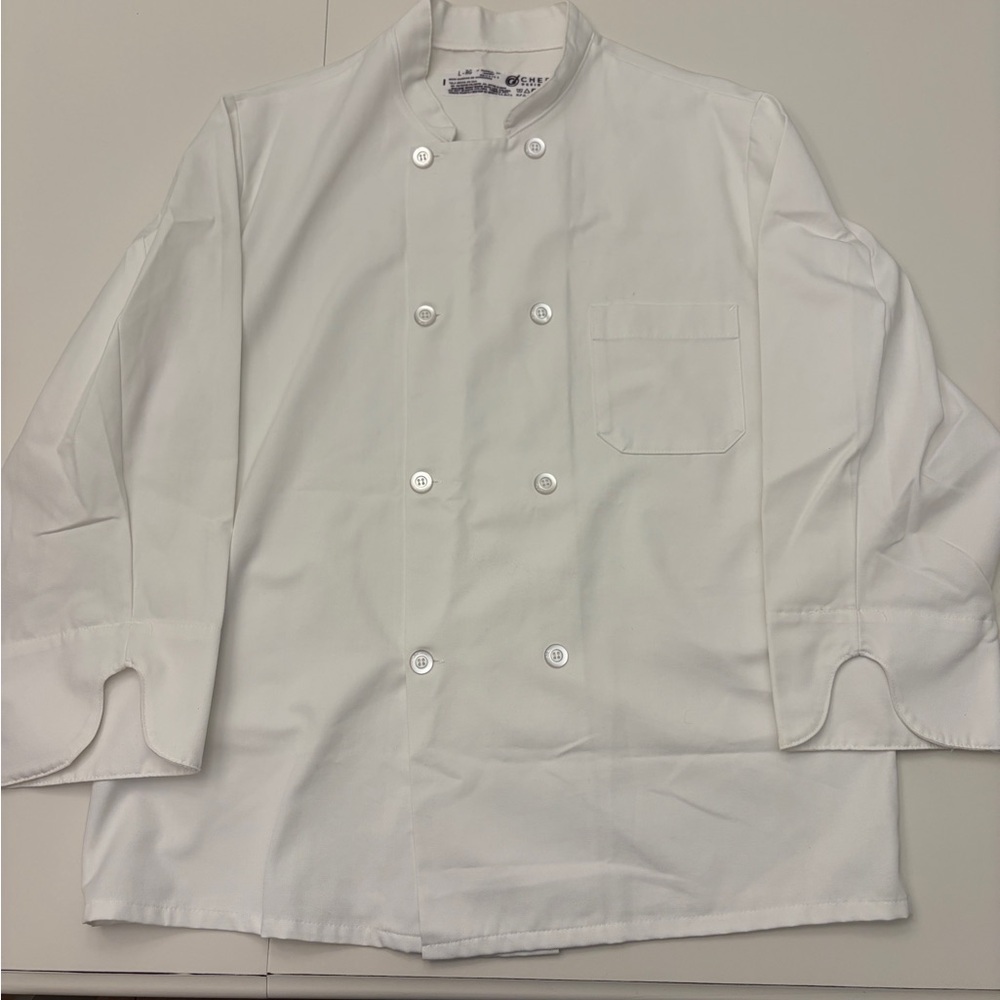 CHEF DESIGNS Chef’s Button Jacket - White - Size Large - ​​​​Like New Condition